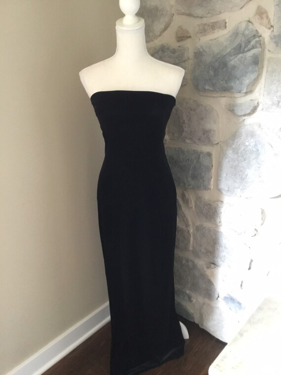 Formal Strapless Velveteen Long Dress