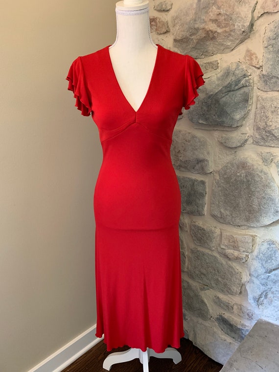 1990's Vintage Women's Long Red Dress - image 1