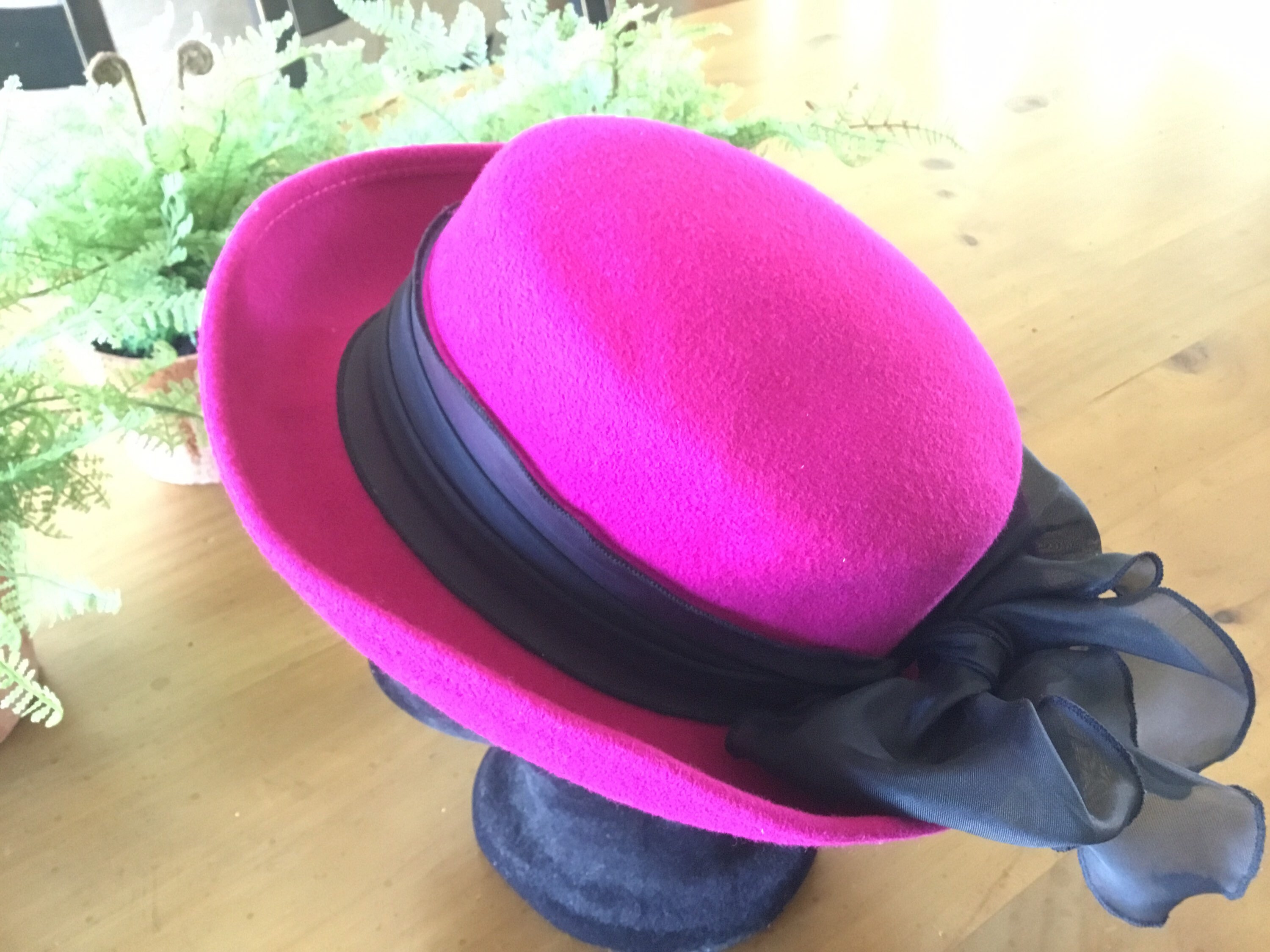 Adorable Hot Pink Hat With Black Bow - Etsy