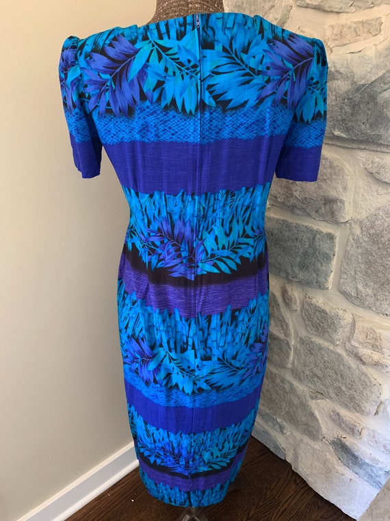 1980's Vintage Women's Purple + Blue Shift Dress - image 3