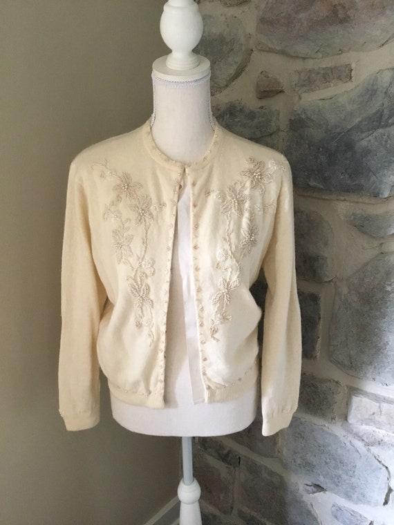 1950’s Cream Color Beaded Cardigan