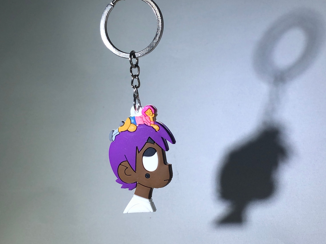 Hip Hop Rapper Face Purple Hair Keychain Pin - Etsy