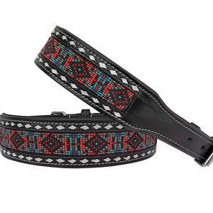 Personalized Western Dog Collar Beaded Hand Tooled Hand Crafted Padded Genuine Leather Floral AF10IS016
