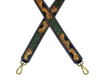 Personalized Hand Tooled Leather Purse Strap: Western Floral Camera Strap