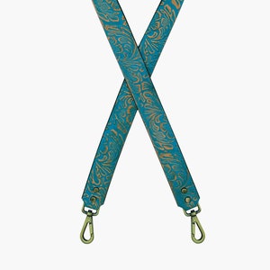 Hand Tooled Leather Western Purse Strap: Antique Brass Snaps, Personalizable