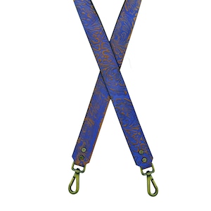 Personalized Hand Tooled Leather Western Purse Strap: Antique Brass Snaps