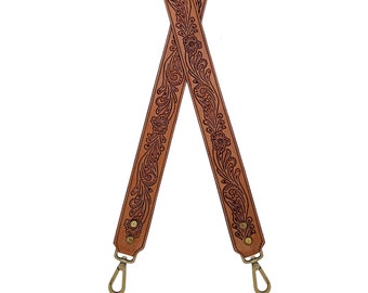 Personalized Hand Tooled Leather Western Purse Strap: Personalizable Camera Strap