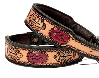 Collare per cani western personalizzato, lavorato a mano, imbottito, in vera pelle AF10AB132