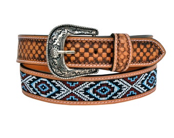Lot Of 5 Vintage Leather Belt Boho Western Studded Beaded Belts Bundle Western Leather Beaded Belt - Etsy main image 4