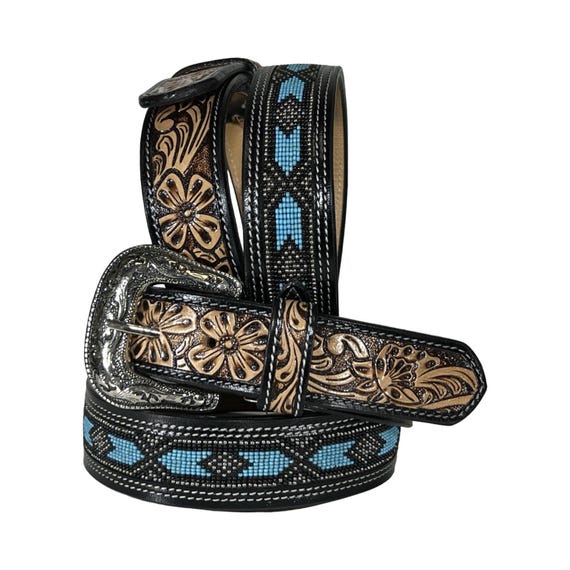 Personalized Handmade Western Beaded Belt Heavy Duty Full  display picture 1