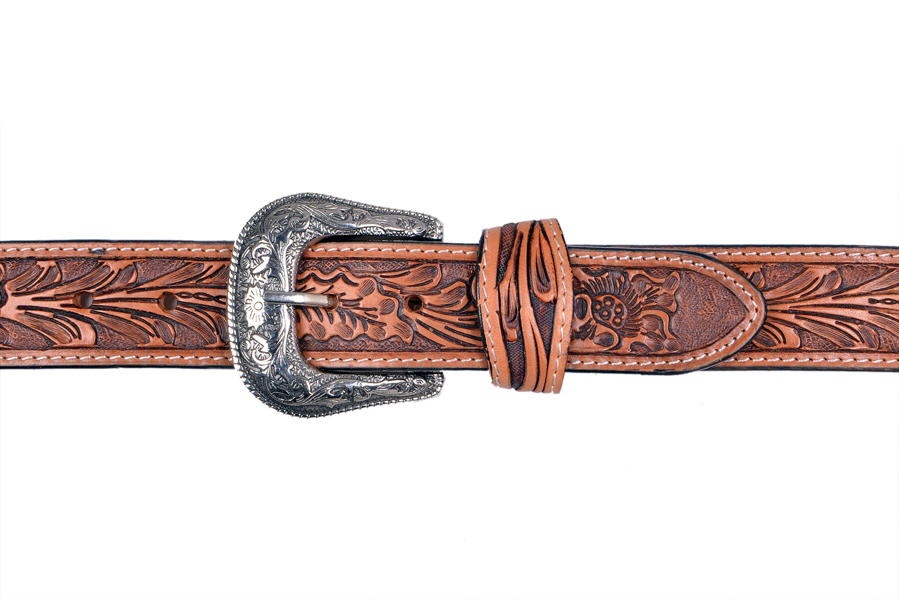 Tony Lama customized name Ellen leather tooled flower floral western buckle belt Tony Lama Sienna Rae Western Belt - Al-Bar Ranch main image 3