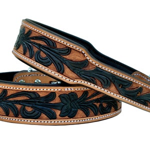 Personalized Western Dog Collar Hand Tooled Hand Crafted Padded Genuine Leather Floral AF10AB116