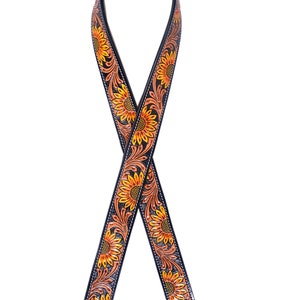 Personalized Hand Tooled Leather Purse Strap: Western Sunflower Camera Strap