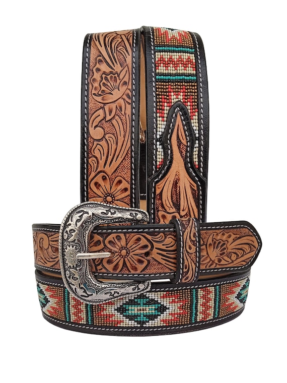 Personalized Handmade Western Beaded Belt Heavy Duty Full  display picture 2
