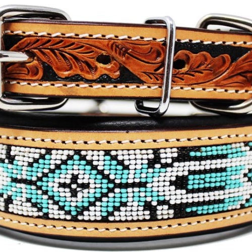 Leather Dog Collar Hand Tooled Leather Dog Collar Etsy