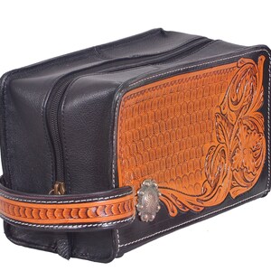 Personalisierte Hand punziert Männer / Frauen Reise Toiletten Organizer Rasierset punziert Ledertasche mit wasserdichtem Futter AF20IS301