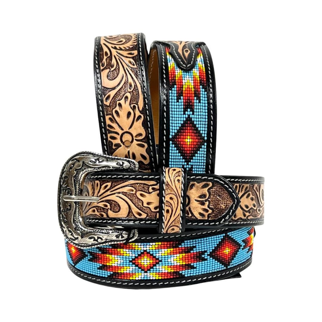 Personalized Handmade Western Rodeo Heavy Duty Beaded Full-grain ...