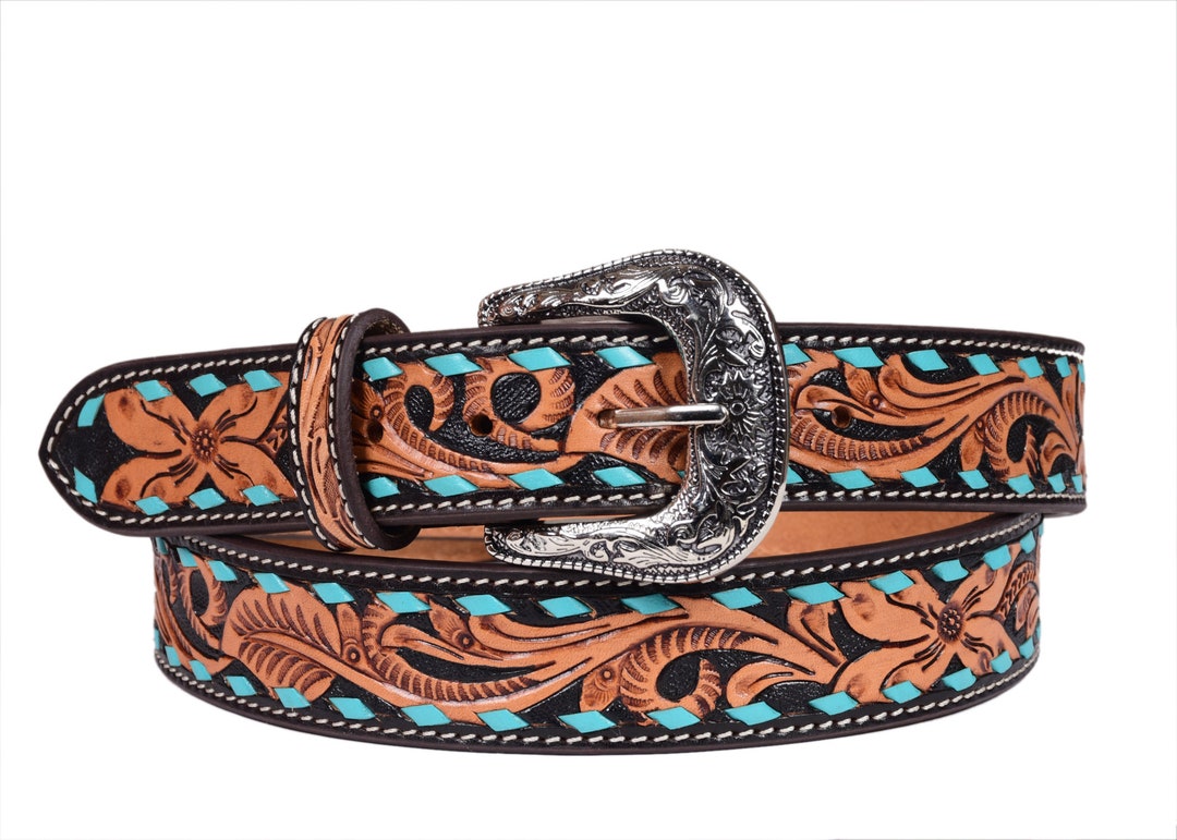 Personalized Hand Tooled Western Belt Genuine Leather Belt - Etsy