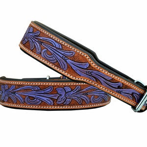 Personalized Western Dog Collar Hand Tooled Hand Crafted Padded Genuine Leather Floral AF10AB127