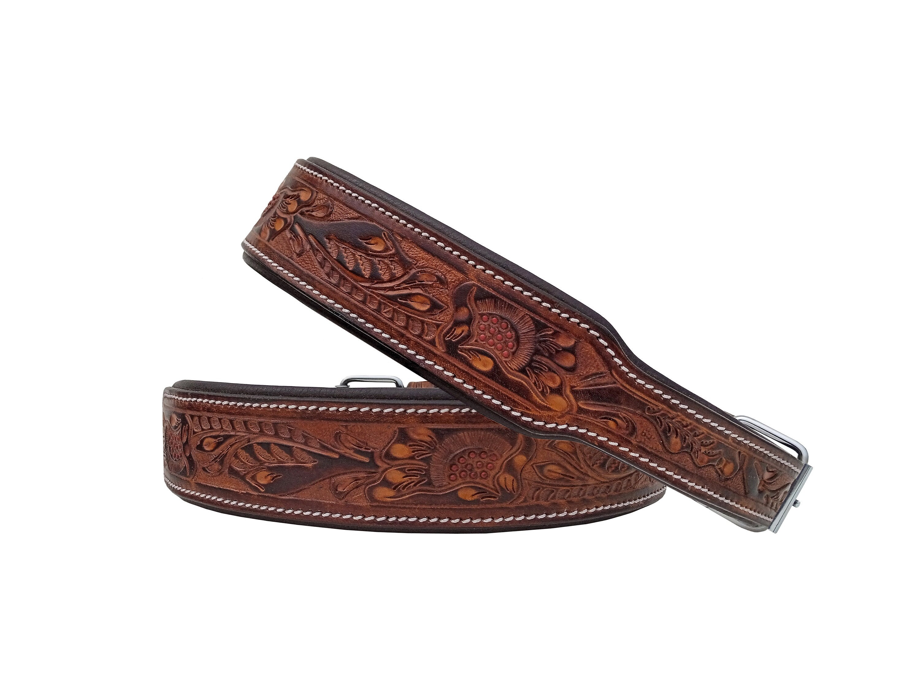 Personalized Western Dog Collar Hand Tooled Dog Collar Hand Crafted Padded Genuine Leather Dog Collar Floral AF10AB126
