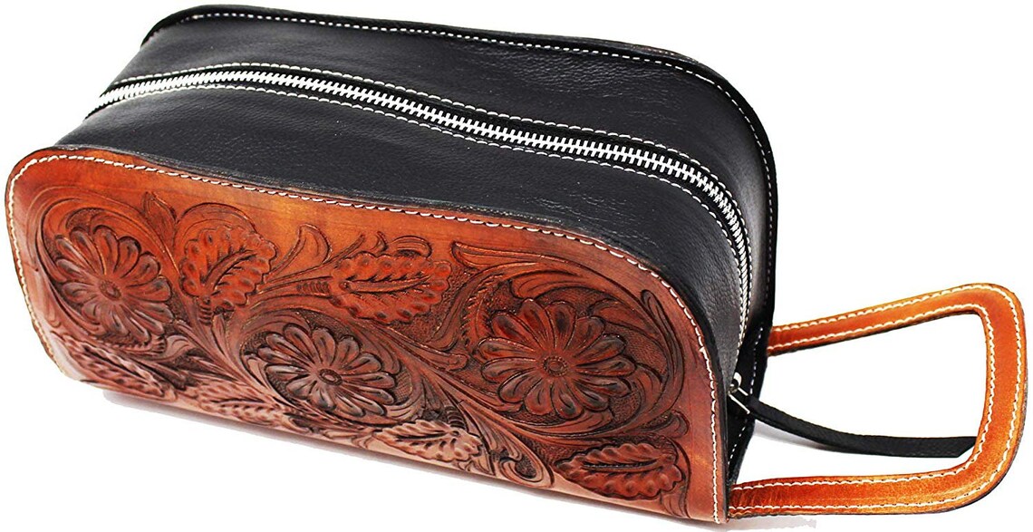 Hand Tooled Men Women Travel Toiletry Organizer Shaving Kit Etsy