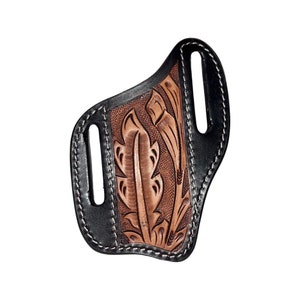 Western Hand Tooled and Handcrafted Tooled Leather 4&quot; Knife Sheath AF50AB001