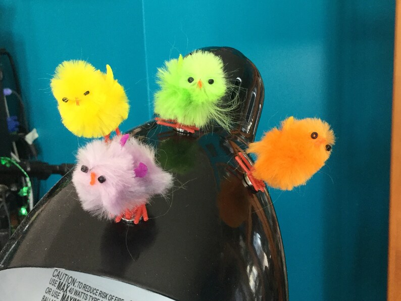 Colorful Fuzzy Set of 4 Easter Chicks Magnets