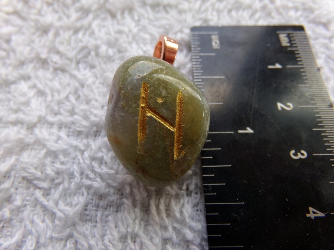 Hagalaz/haegl/hagal/haal Genuine Moss Agate Rune Stone Pendant Crystal ...