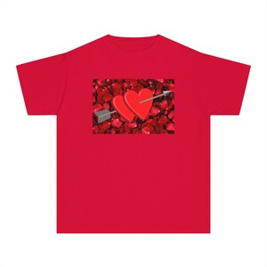 Cupid&#39;s Arrow Hearts Rose Petals Valentine&#39;s Kids Youth Midweight Tee