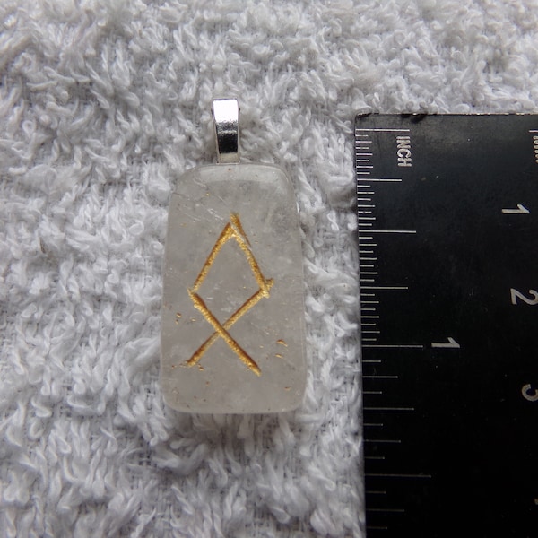 Genuine Quartz Crystal Othala/Othila/Odal/Othel/Ethel Rune Stone Pendant