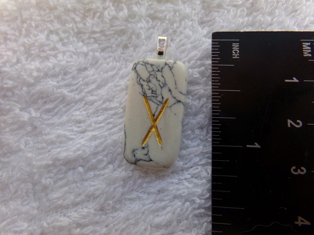 Gifu Rune Gebo/gyfu/geofu/gifu Genuine Howlite Rune Stone Pendant Crystal Witch ...