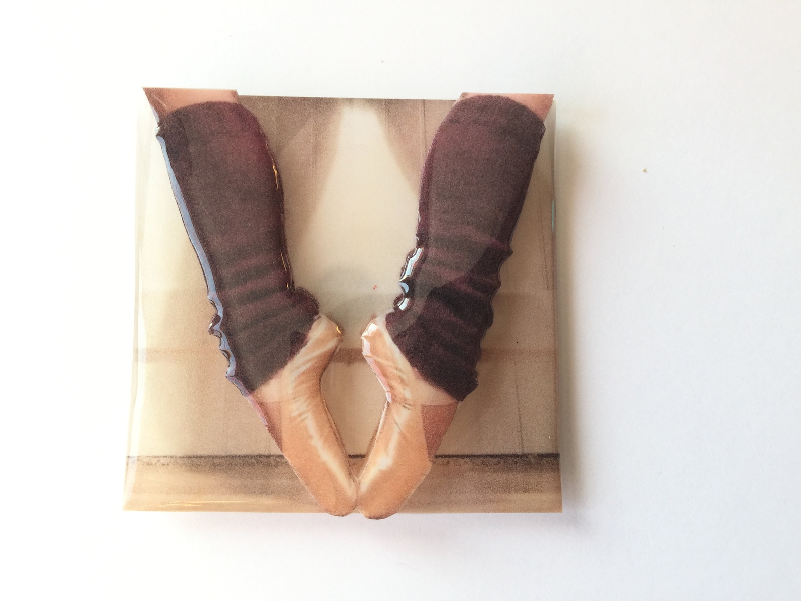 3-d ballet dancer's leg warmers & ballet shoes refrigerator magnet