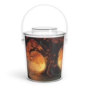 Fall Mystical Tree Ice Bucket with Tongs