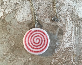 Peppermint Candy Glittery Necklace Jewelry