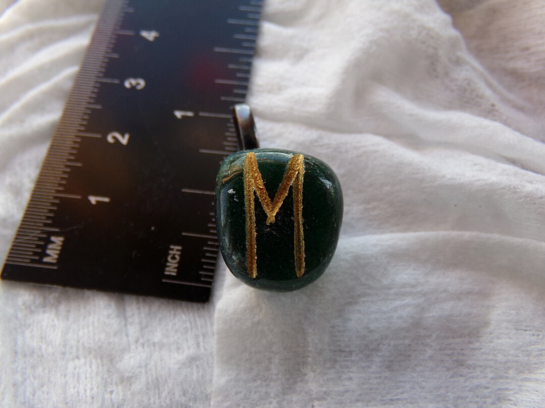 Green Mica Ehwaz/eh Rune Stone Pendant - Etsy
