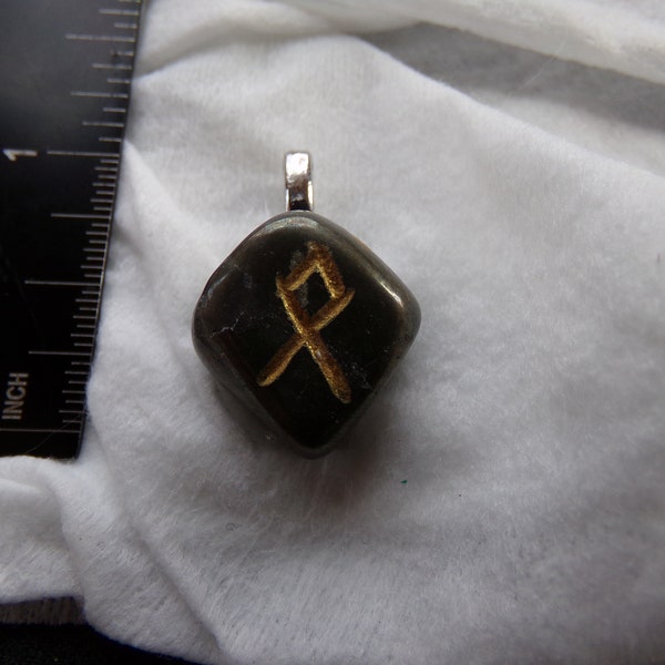 Pyrite Othala/Othila/Odal/Othel/Ethel Rune Stone Pendant