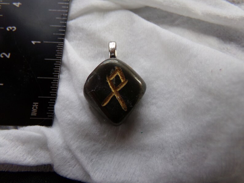 Pyrite Othala/Othila/Odal/Othel/Ethel Rune Stone Pendant image 1