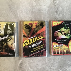 The Mummy, Godzilla King of the Monsters, and Beware of Dracula Old Movie Posters Refrigerator Magnets
