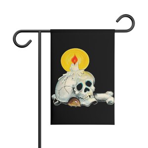 Vintage Skull Candle and Mouse Garden Banner
