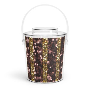 Brownand Gold Glitter (no actual glitter) Ice Bucket with Tongs