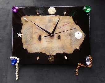 Pirate Treasure Map Wall Clock