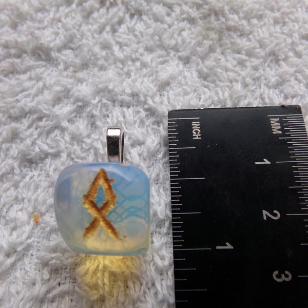 Opalite Othala/Othila/Odal/Othel/Ethel Rune Stone Pendant Crystal Witch Magick Shoppe