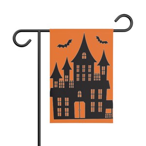 Vintage Haunted House Silhouette Garden Banner