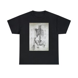 Vintage Skeletal Diagram Chart Halloween Unisex Heavy Cotton Tee