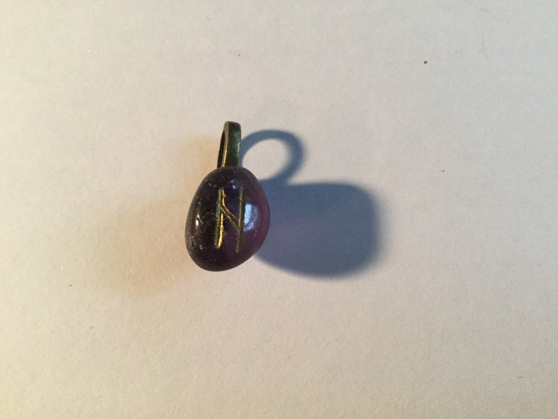 Haegl Hagalaz Genuine Amethyst Rune Stone Pendant