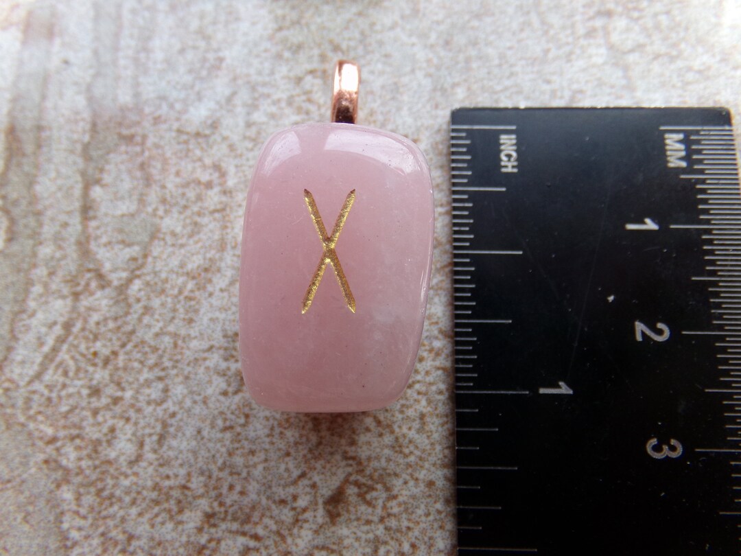 Gifu Rune Genuine Rose Quartz Gebo/gyfu/geofu/gifu Rune Stone Pendant Crystal ...