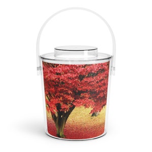 Big Red Tree Ice Bucket with Tongs