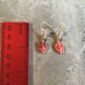 Goldplated Pink Enamel Leaf Earrings