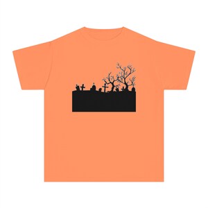Spooky Tree Cemetery Halloween Silhouettes Youth Midweight Tee