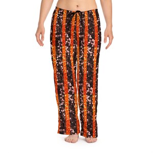 Orange and Brown Glitter, (no actual glitter), Women&#39;s Pajama Pants (AOP)